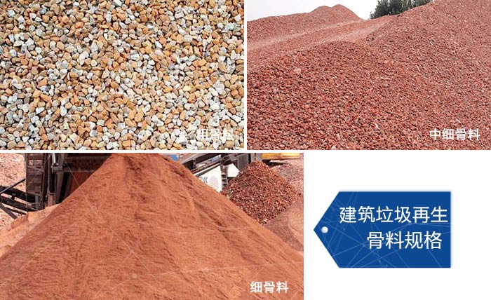 多種不同規格的建筑垃圾骨料，可代替機制砂 