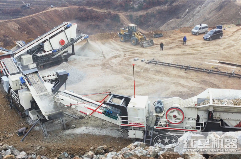 環保移動破碎站作業現場